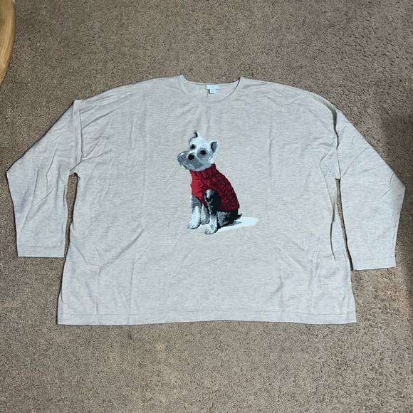 J. Jill Weston Dog Pullover Crew Neck Sweater Heathered Beige 3X - Picture 3 of 9